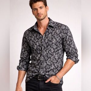 🖤 Guess Los Angeles Men’s Paisley Button Up Shirt Size L